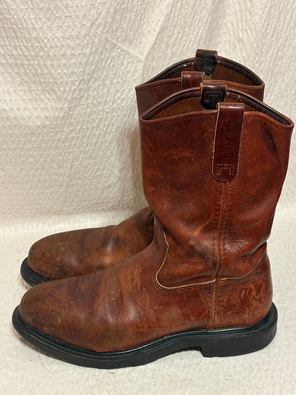 Red Wing Pecos Men’s 10.5D Steel Toe Pull On Safety Boots Brown Leather 4470 USA